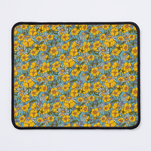 Item preview, Retro seventies style buttercups floral pattern designed and sold by Kimmygowland.