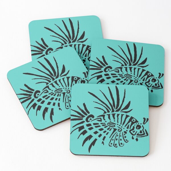 Item preview, Lionfish Tattoo - turquoise background designed and sold by Zamen.
