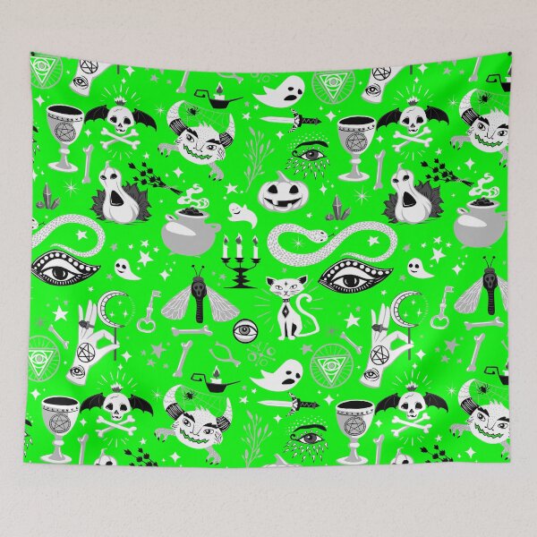 Item preview, occult pentagram cat halloween green  designed and sold by Gossip Rag.