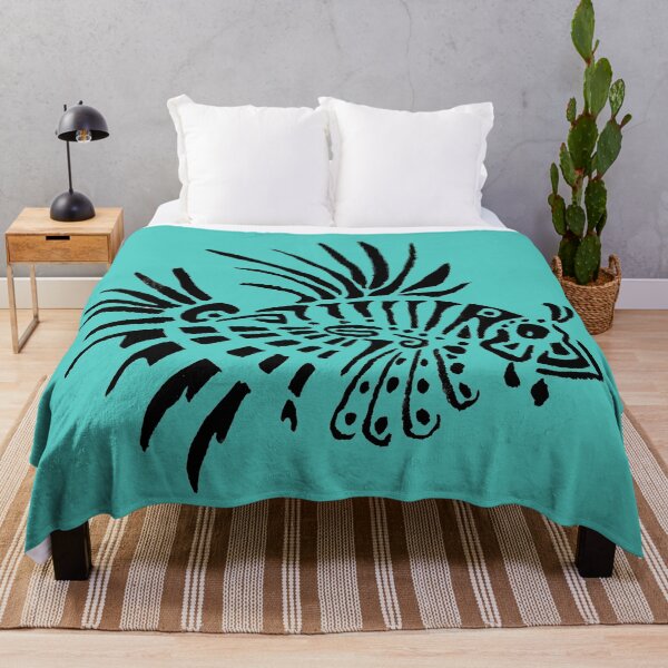 Item preview, Lionfish Tattoo - turquoise background designed and sold by Zamen.