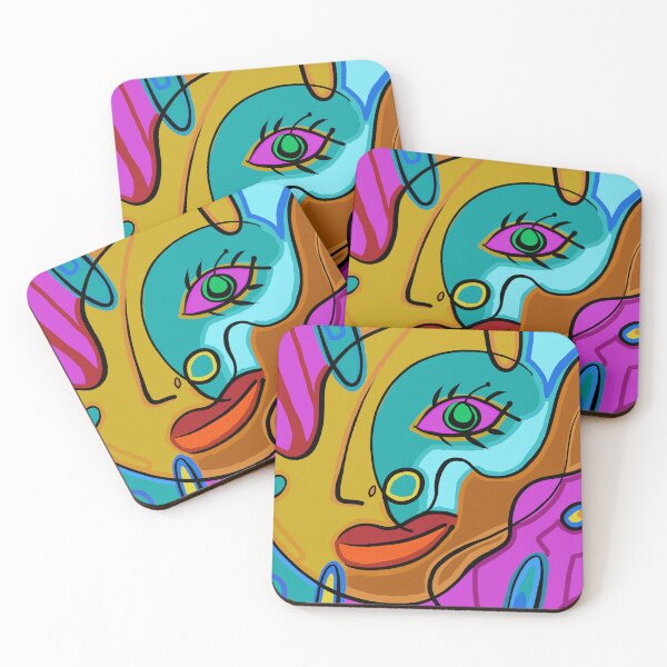 Item preview, futuristic abstract face colorful designed and sold by neurostructure.