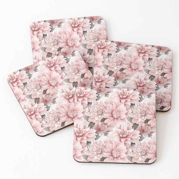 Item preview, Dahlias Flowers, Blush Pink, Gray, White designed and sold by bigmoments.
