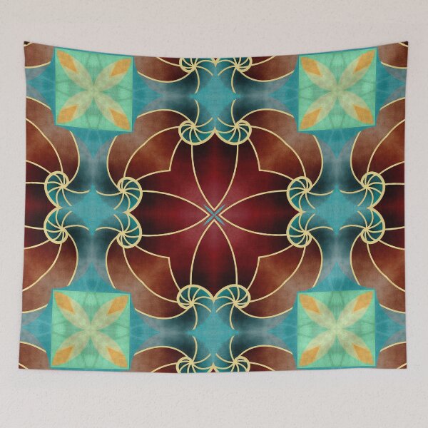 Item preview, Nautilus Royal Red Teal Golden Rule Pattern  designed and sold by © Maya Lavda || wocado.