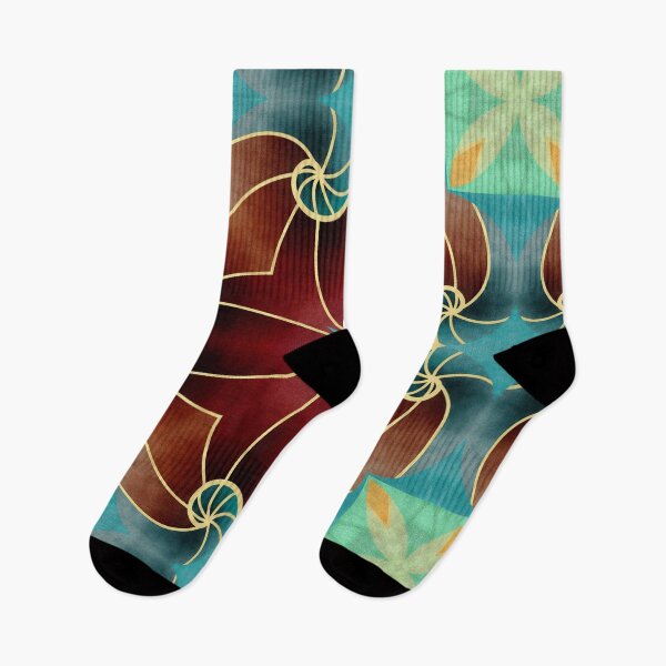Item preview, Nautilus Royal Red Teal Golden Rule Pattern  designed and sold by © Maya Lavda || wocado.