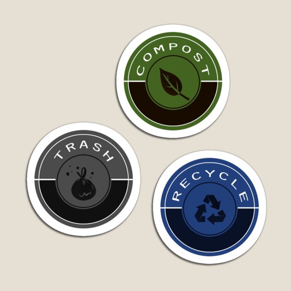 Item preview, Compost + recycling + bin (dark version_green, blue, gray) designed and sold by AliciaDiamond.