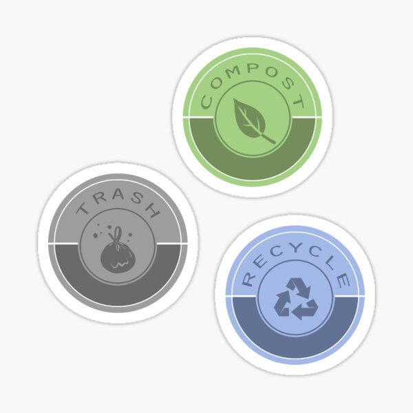 Item preview, Compost + recycling + trash (pastel bold_green, blue, gray version) designed and sold by AliciaDiamond.