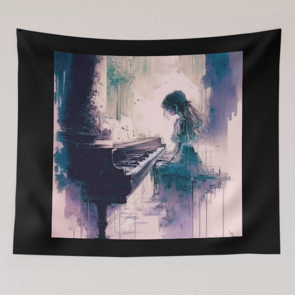 Item preview, Dreaming piano- girl playing piano alone designed and sold by vyascreations.
