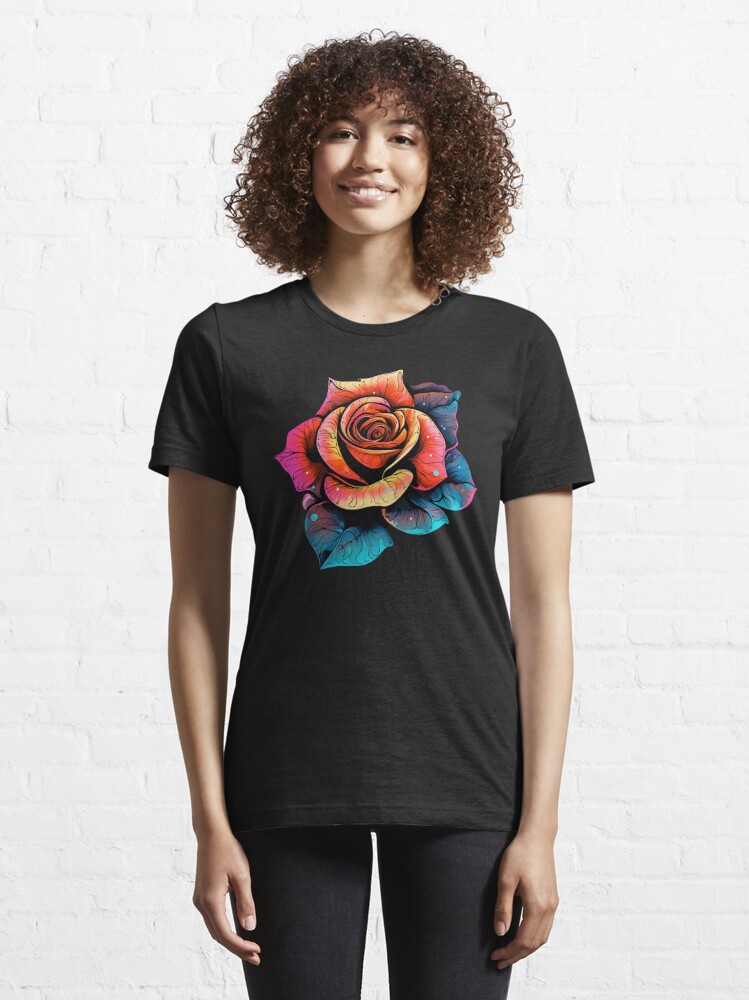 Psychedelic Blooming Rose: Floral Rhapsody Essential T-Shirt for Sale by  PsyCloth