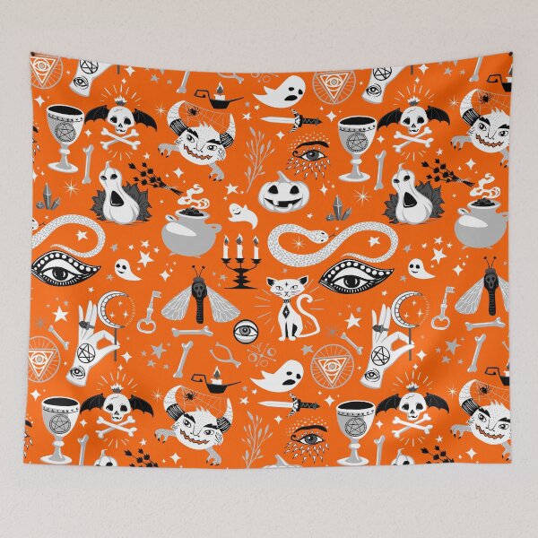 Item preview, occult pentagram cat halloween orange designed and sold by Gossip Rag.