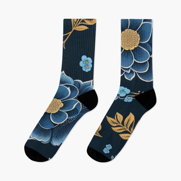 Item preview, Azure Blossoms: Digital Floral Patterns with Gilded Details designed and sold by ArtisticSparkle.