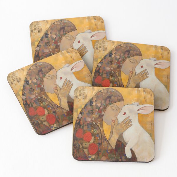 Item preview, Infinite Love: Woman's Klimt-style Kiss with the Rabbit designed and sold by EmeraldeaArt.