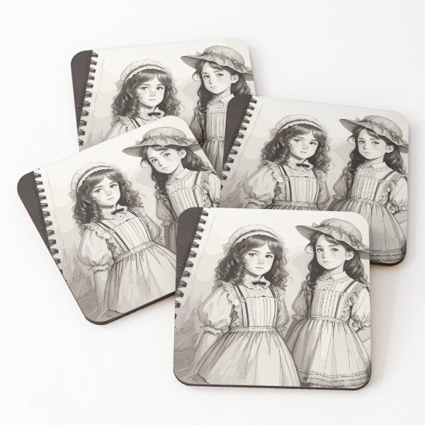Item preview, Pencil sketch, twin girls designed and sold by CatCoconut-Art.