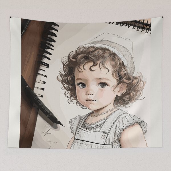 Item preview, Pencil sketch, baby girl designed and sold by CatCoconut-Art.