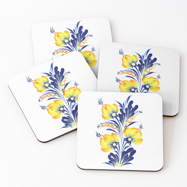 Item preview, Blue-yellow flowers and berries Ukrainian art Petrykivka Ukrainian blue-yellow flowers designed and sold by Sunflower-7.