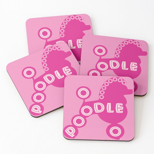 Item preview, Hot Pink Poodle with Pom Poms Typography Dog Art designed and sold by 8PawsStudio.