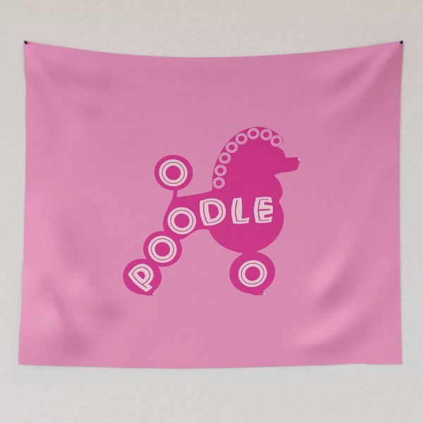 Item preview, Hot Pink Poodle with Pom Poms Typography Dog Art designed and sold by 8PawsStudio.