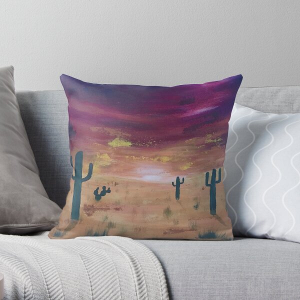 Desert Sunset Landscape Throw Pillow