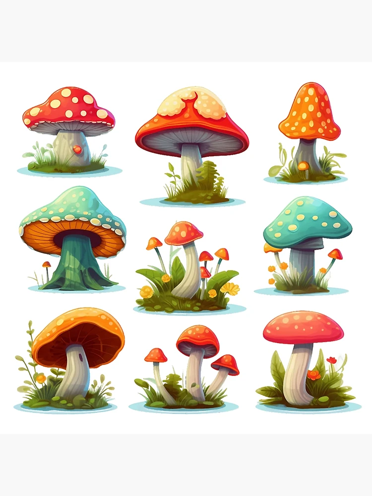 SET OF 3 Cute Fairycore Art Print Bundle 4x5 Raccoons, Mushrooms