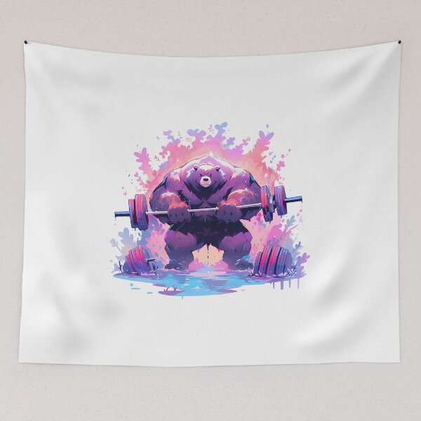 Item preview, Muscular bear  lifting weights  designed and sold by Hasan Habeeb.