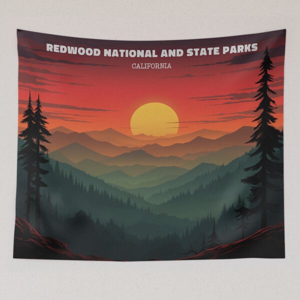Item preview, Redwood National and State Parks Vintage Poster designed and sold by GoodOldVintage.