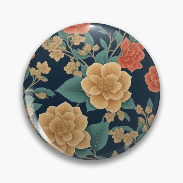 Aperçu de l'œuvre Design floral or antique et rouge rubis créée et vendue par pattern-atelier.