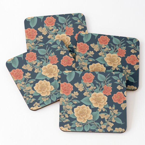 Item preview, Antique Gold and Ruby Red Floral Design designed and sold by pattern-atelier.
