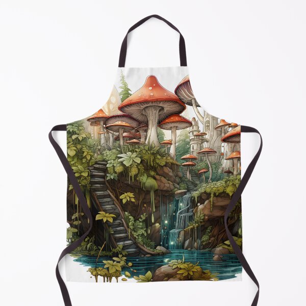 Item preview, Enchanted Cascade Forest Art Print | Waterfall, Green Forest, Colorful Biomorphic Forms, Mushroomcore designed and sold by Artistically-T.