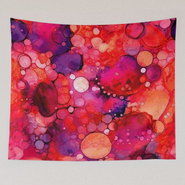 Item preview, Rich Red Scattered Bubbles Alcohol Ink Abstract Pattern designed and sold by DEC02.