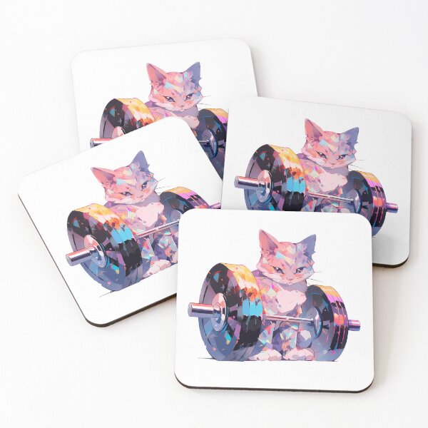 Item preview, Cute kawaii cat trying with the weights  designed and sold by Hasan Habeeb.
