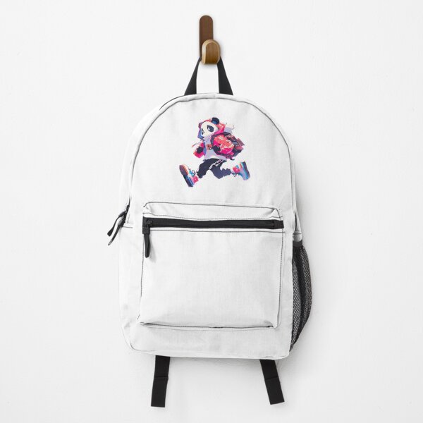 Vista previa del artículo con la obra «Panda corriendo con mochila», diseñado y vendido por Hasan Habeeb.