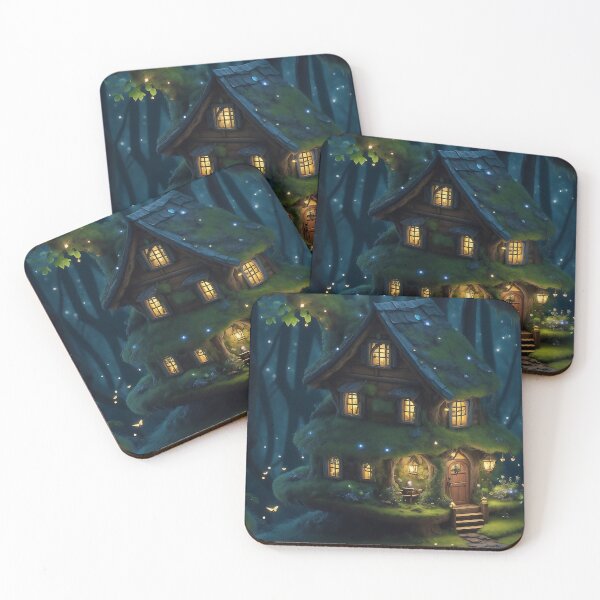 Item preview, Fairy house in the forest, night sky background designed and sold by craftytraci.