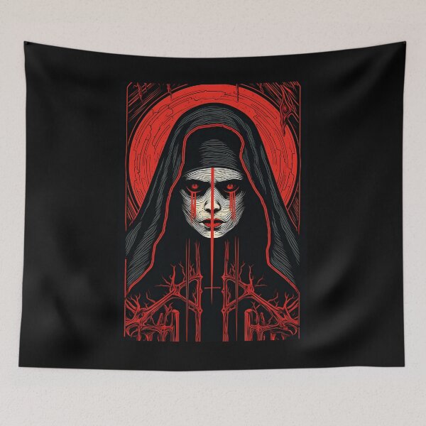 Item preview, The Evil Nun - Linocut Art designed and sold by LampDigiArt.