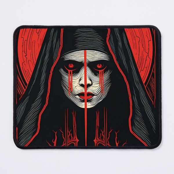 Item preview, The Evil Nun - Linocut Art designed and sold by LampDigiArt.