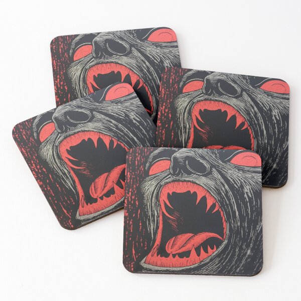 Item preview, Fangs in the Dark - Linocut Art designed and sold by LampDigiArt.