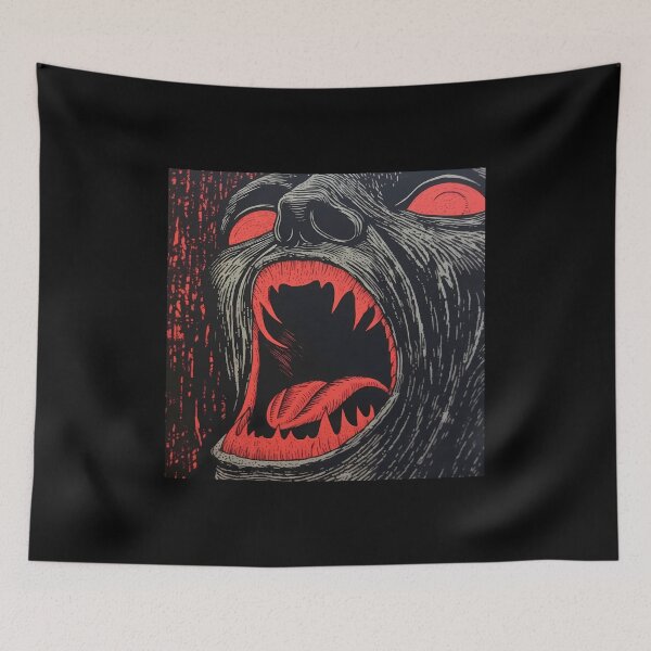 Item preview, Fangs in the Dark - Linocut Art designed and sold by LampDigiArt.