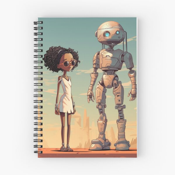 Item preview, Afrofuturist Girl With Robot Companion designed and sold by RTFaulkner.