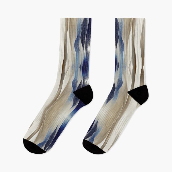 Item preview, Geometric Azure Blue Brown Oil Painting Abstract Stripes Pattern  designed and sold by © Maya Lavda || wocado.