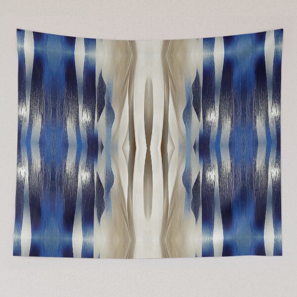 Item preview, Geometric Azure Blue Brown Oil Painting Abstract Stripes Pattern designed and sold by © Maya Lavda || wocado.