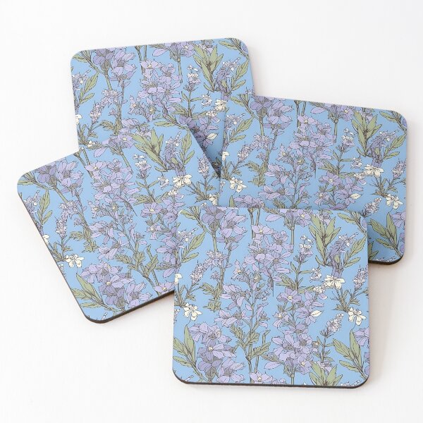 Item preview,  lavender seafoam color pattern with blue flowers, in alison bechdel, norwegian nature, hand-coloring designed and sold by ArtistrySalson.