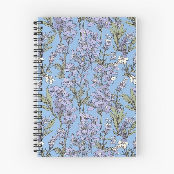Item preview,  lavender seafoam color pattern with blue flowers, in alison bechdel, norwegian nature, hand-coloring designed and sold by ArtistrySalson.
