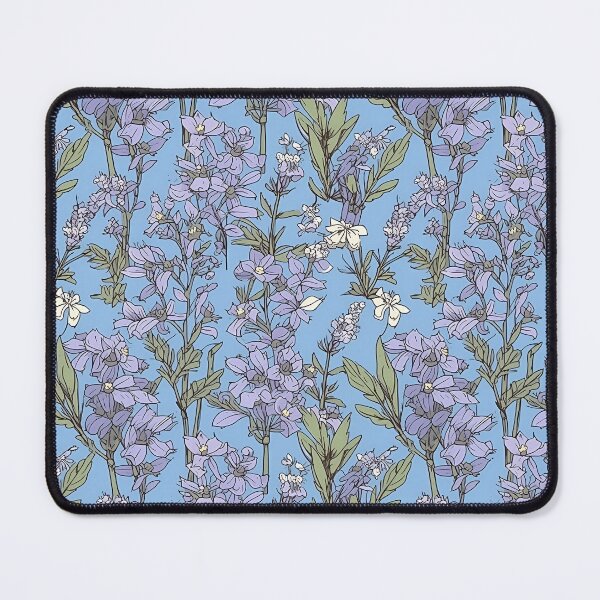 Item preview, lavender seafoam color pattern with blue flowers, in alison bechdel, norwegian nature, hand-coloring designed and sold by ArtistrySalson.
