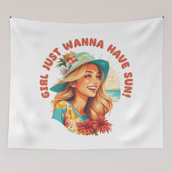 Item preview, Girl Just Wanna Have Sun Beautiful Beach Theme For A Girl Summer Quote And Funny Beach Style Retro designed and sold by TriniTeeClub.