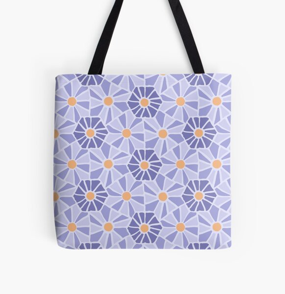 Tessellated Flowers Pattern - Lavender Mosaics (micro) All Over Print Tote Bag