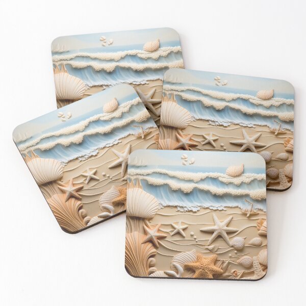 Item preview, 3d ocean beach with seashells designed and sold by Inktown.