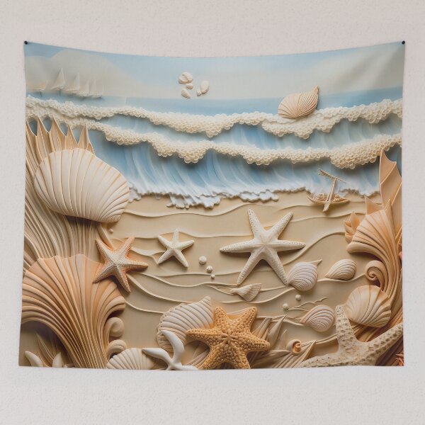 Item preview, 3d ocean beach with seashells designed and sold by Inktown.