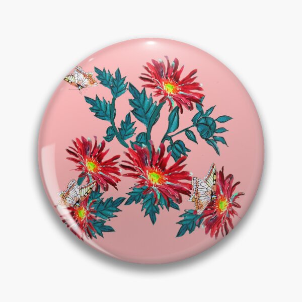Item preview, Red Aster flower with butterflies  designed and sold by drp24.