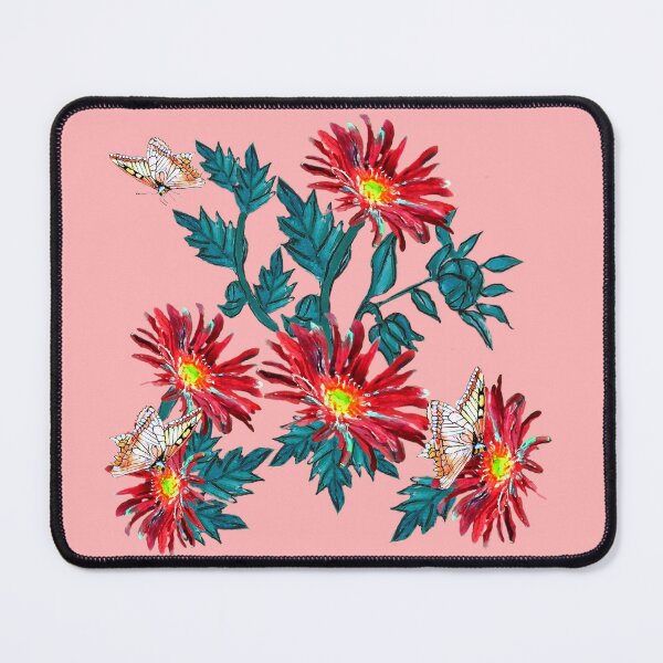 Item preview, Red Aster flower with butterflies  designed and sold by drp24.