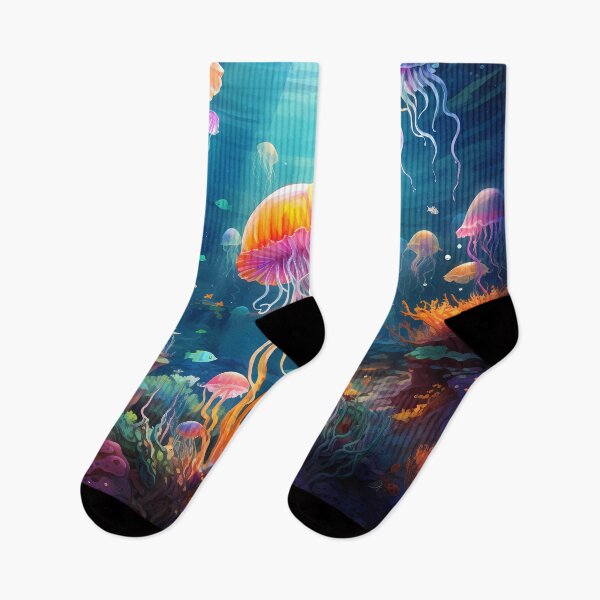 Item preview, A group of colorful jellyfishes with colorful tentacles designed and sold by Carmillai.