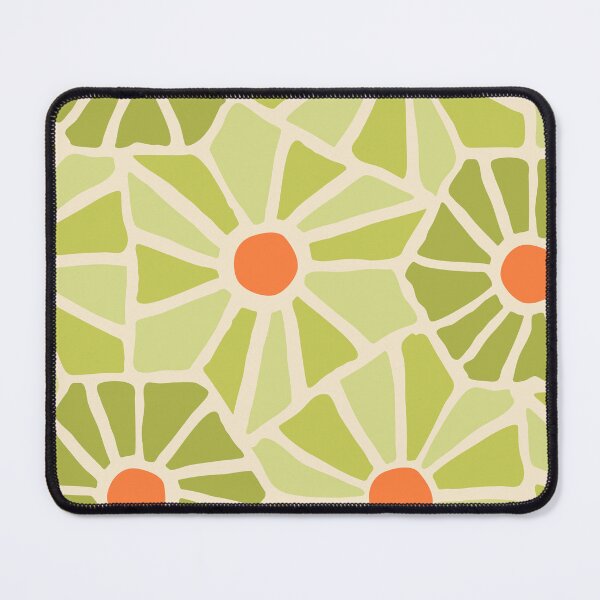 Tessellated Flowers Pattern - Soft Lime Hue Tiles (macro) Mouse Pad