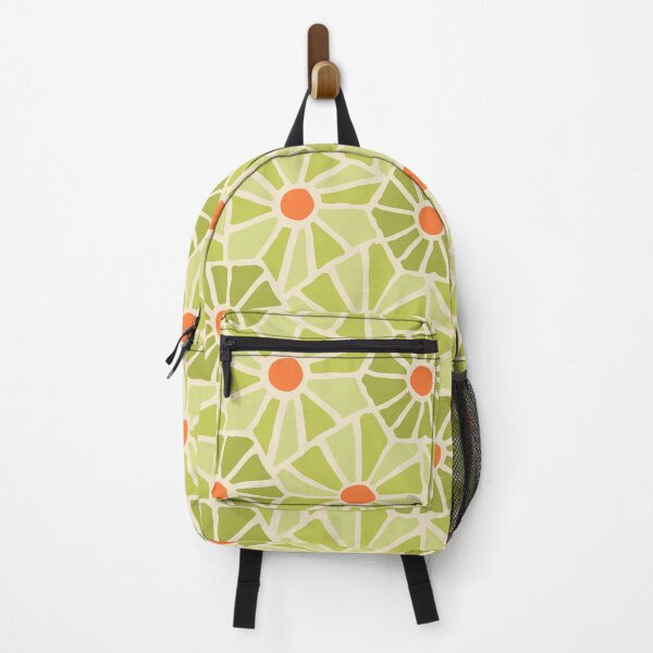 Tessellated Flowers Pattern - Soft Lime Hue Tiles (macro) Backpack